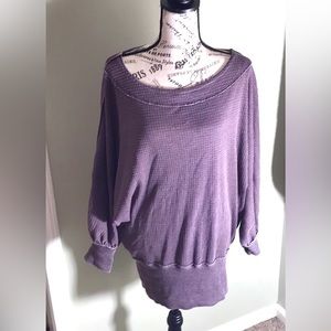 Free People We the Free Womens Medium Willow Washed Taupe Oversized Thermal Top